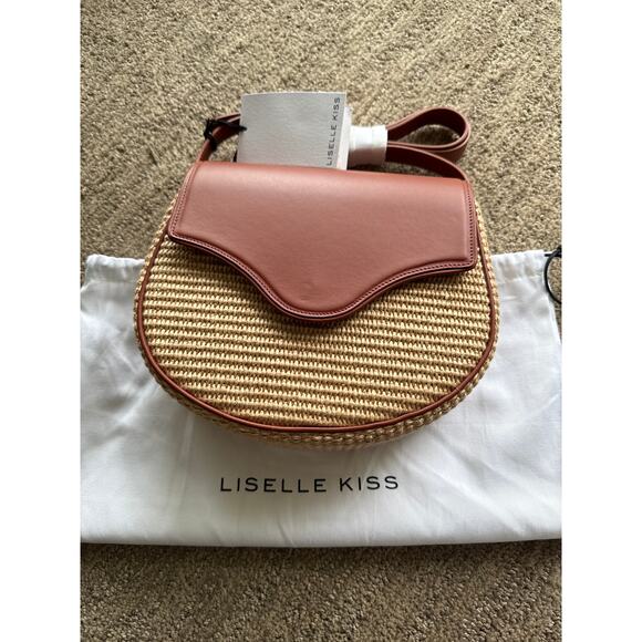 New with Tag Liselle Kiss Raffia & Leather Tan and Wheat Color Adjustable Strap - Picture 1 of 7